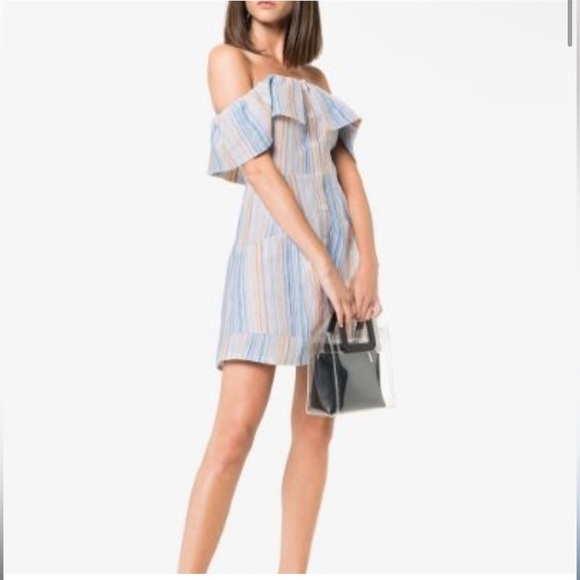 New! Reformation Landy Striped Linen Mini Dress 🌻 Sz 8 - Picture 2 of 8